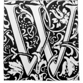 フローラモノグラムのアルファベットWクラシック文字 シャワーカーテン (正面)