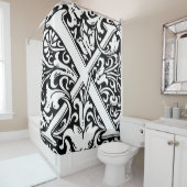 フローラモノグラムのアルファベットXクラシック文字 シャワーカーテン (インサイチュ)