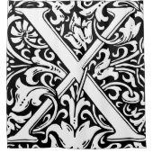 フローラモノグラムのアルファベットXクラシック文字 シャワーカーテン (正面)