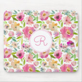 フローラモノグラムのボホパステルウォーターカラー マウスパッド (正面)