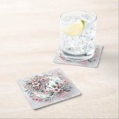 フローラモノグラムのリースオンレース スクエアペーパーコースター (インサイチュ)