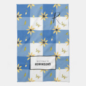 フローラモノグラムの名ファパーソナライズされたミリ キッチンタオル (縦)