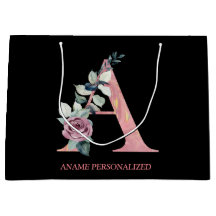 フローラモノグラムの名前の文字ピンクのアゲート