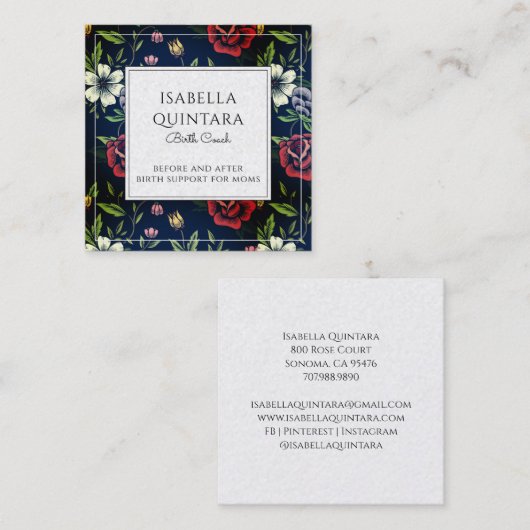 フローラモノグラムの誕生コーチドゥラ スクエア名刺 (正面/裏面)