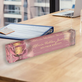 フローラモノグラムの高級ヴィンテージグラームブルゴーニュ デスクネームプレート