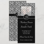 フローラモノグラムの·ダマスクの写真を保存 招待状 (正面/裏面)