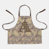 フローラモノグラムイニシャルエレガントAあなたの名前エプロン エプロン (正面)