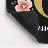 フローラモノグラムイニシャルピンクブラックレターC マウスパッド (コーナー)