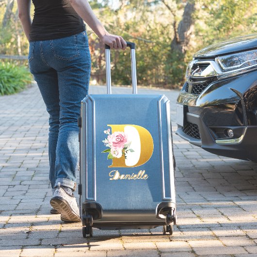 フローラモノグラムイニシャル文字D名前をカスタムする シール (スーツケースインサイチュ)