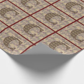 フローラモノグラムイニシャルCあなたの名前エレガント ラッピングペーパー (角)