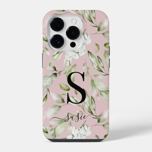 フローラモノグラムスクリプト名の保護 iPhoneケース (裏面)