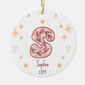 フローラモノグラムスターデザインパターン セラミックオーナメント (正面)