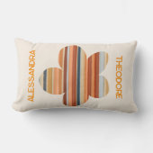 フローラモノグラムストライプレトロ70sボホオレンジクリーム ランバークッション (正面)