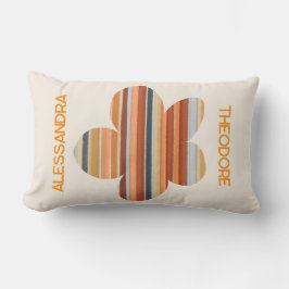 フローラモノグラムストライプレトロ70sボホオレンジクリーム ランバークッション
