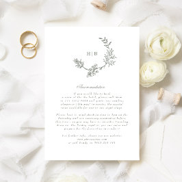 フローラモノグラムセージグリーンリース結婚ズ詳細 エンクロージャーカード