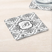 フローラモノグラムダマスク スクエアペーパーコースター (アングル)