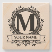 フローラモノグラムデザイン ストーンコースター (正面)