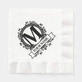 フローラモノグラムデザイン 縁ありランチョンナプキン (正面)