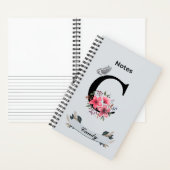 フローラモノグラムノート – パーソナライズされたイニシャル ノートブック (内側)