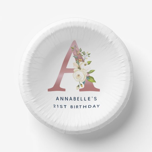 フローラモノグラムバラ金ゴールドイニシャル21歳 ペーパーボウル (正面)