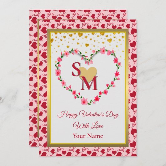 フローラモノグラムバレンタインデー(金ゴールドハート) (正面/裏面)