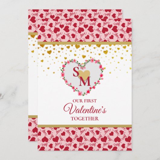 フローラモノグラムバレンタインデー(金ゴールドハート) (正面/裏面)