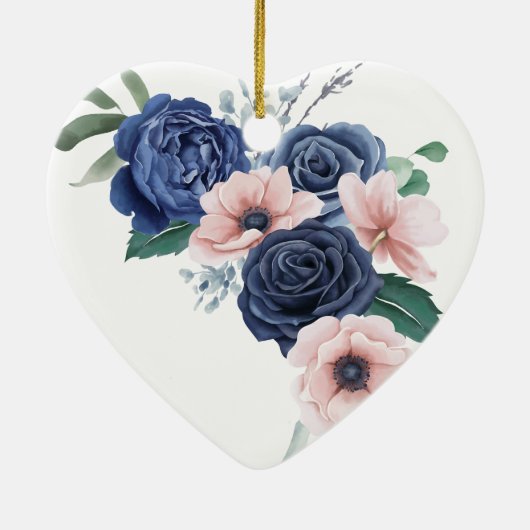 フローラモノグラムパーソナライズされた セラミックオーナメント (裏面)