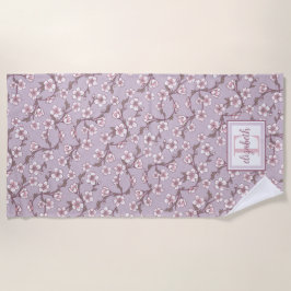 フローラモノグラムビーチタオルパーソナライズされた- Summer ビーチタオル