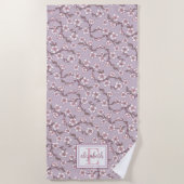 フローラモノグラムビーチタオルパーソナライズされた- Summer ビーチタオル (正面)