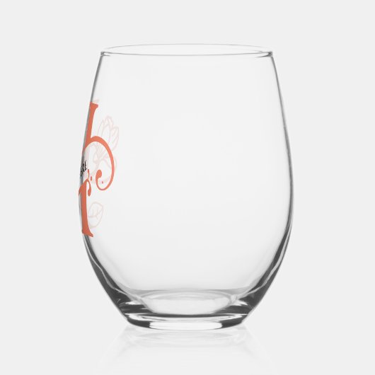 フローラモノグラムレターH名前の変更色 ステムなしワイングラス (左)