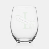 フローラモノグラムレターI名前の変更カラー ステムなしワイングラス (裏面)