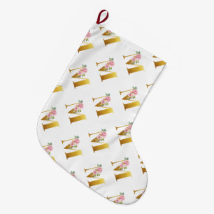 フローラモノグラムレターMボタニカル ラージクリスマスストッキング