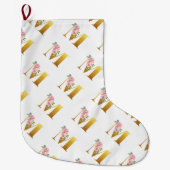 フローラモノグラムレターM植物学 ラージクリスマスストッキング (正面)