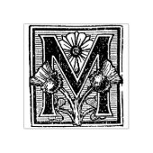 フローラモノグラムヴィンテージイニシャル文字M ラバースタンプ (インプリント)