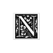 フローラモノグラムヴィンテージイニシャル文字N ラバースタンプ (インプリント)
