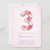 フローラモノグラム女の子の誕生日カード3rd 招待状 (正面)