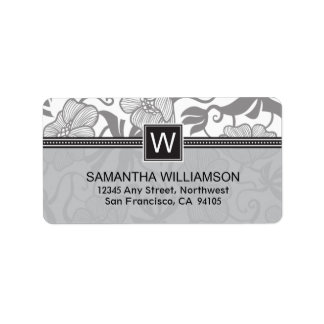フローラモノグラム差出人住所ラベル（黒） ラベル