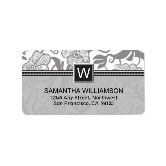 フローラモノグラム差出人住所ラベル（黒） ラベル (正面)