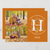 フローラモノグラム感謝祭ファミリー写真コラージュ シーズンカード (正面/裏面)