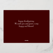 フローラモノグラム感謝祭ファミリー写真コラージュ 箔シーズンカード (裏面)