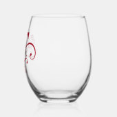 フローラモノグラム文字F名前の変更色 ステムなしワイングラス (左)