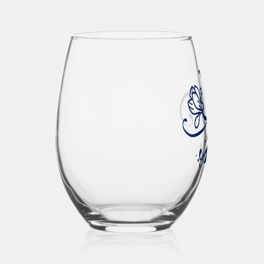 フローラモノグラム文字L名前の追加色の変更 ステムなしワイングラス (右)