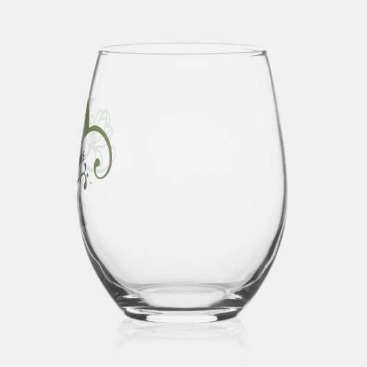 フローラモノグラム文字P名前の追加色の変更 ステムなしワイングラス (左)