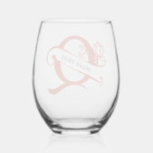 フローラモノグラム文字Q名前の変更の色 ステムなしワイングラス (裏面)