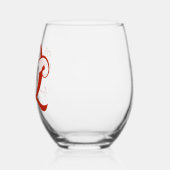 フローラモノグラム文字Q名前の変更の色 ステムなしワイングラス (左)