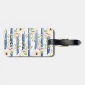 フローラモノグラム水カラーパーソナライズされたストライプ ラゲッジタグ (裏面横)