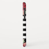 フローラモノグラム白黒ストライプのバラ金ゴールド Case-Mate iPhoneケース (裏面/左)