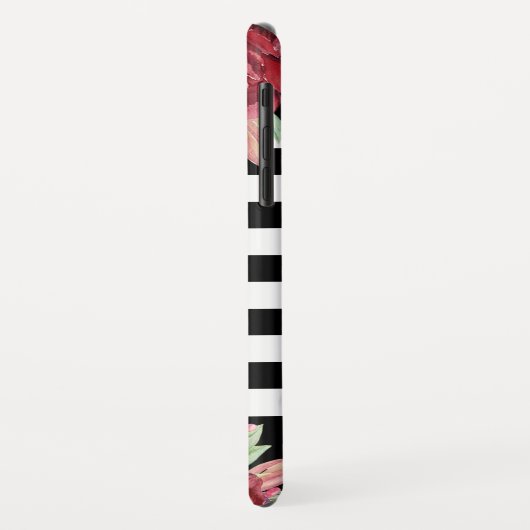 フローラモノグラム白黒ストライプのバラ金ゴールド Case-Mate iPhoneケース (裏面/左)