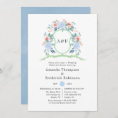 フローラモノグラム結婚クレストのリハーサルディナー 招待状 (正面/裏面)