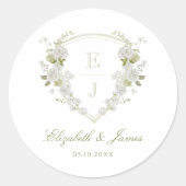 フローラモノグラム結婚クレスト封筒用シール ラウンドシール (正面)